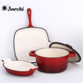 5 Pieces Enameled Cast Iron  Cookware Set Choice of Color